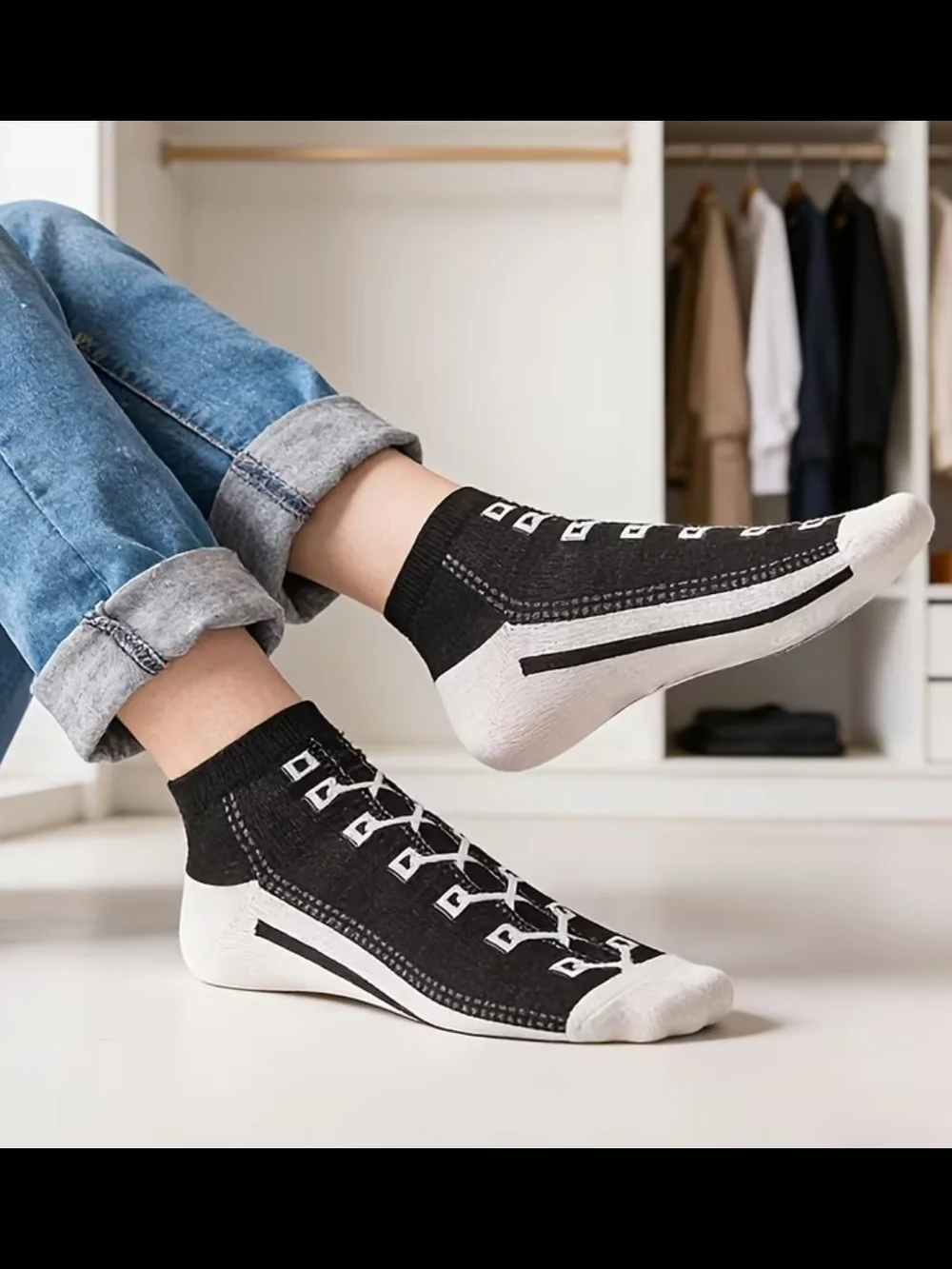 Low-Cut Athletic FUN Socks - Black, Red, Gray, Cream, Dark Gray (5-Pack)